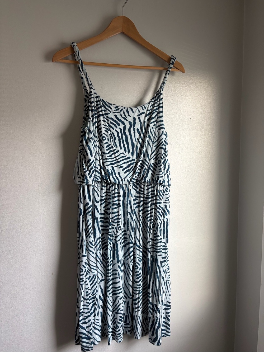 LOFT Blue and White unique Print Midi Dress